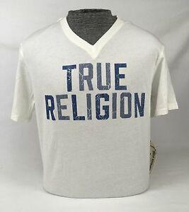 Off Ehite V Logo - TRUE RELIGION JEANS Sale Top Graphic Logo T-shirt Tee Off White V ...