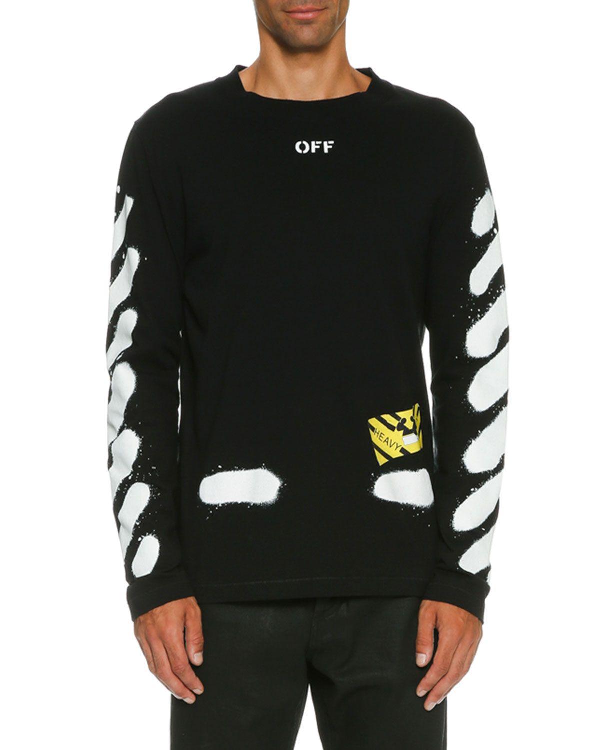 Off Ehite V Logo - Off-White Spray-Paint Logo Long-Sleeve T-Shirt, Black/White | Neiman ...