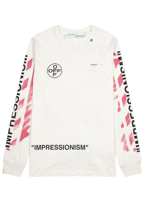 Off Ehite V Logo - Off White Ecru Logo Print Cotton Top