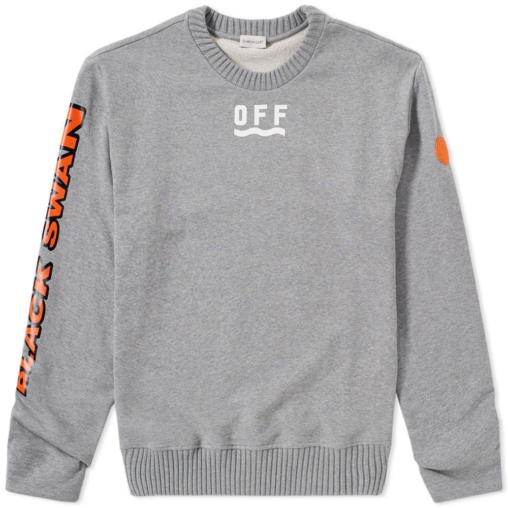 Off Ehite V Logo - Moncler X Off White Black Swan Crew Sweater