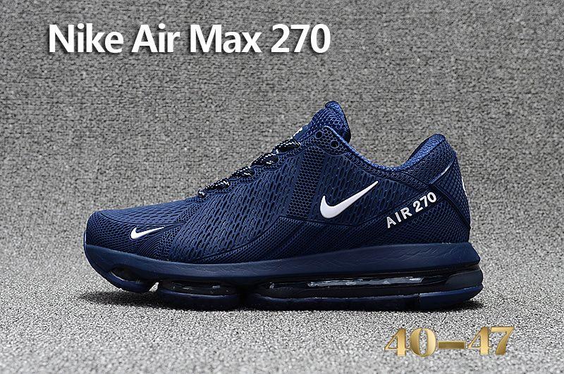 Dark Blue and White Logo - Mens Nike Air Max 270 Dark Blue White Logo Training Running Shoes