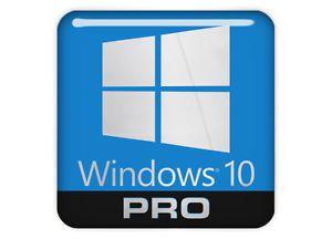 Chrome Windows Logo - Windows 10 PRO (Professional) Logo 1x1 Chrome Effect Domed Case