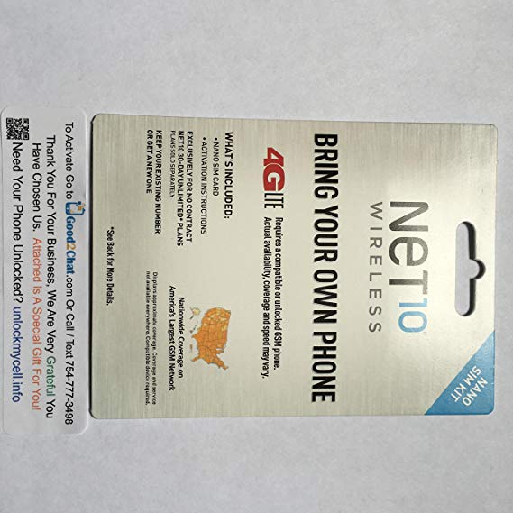 Net 10 Phone Logo - Net 10 Wireless Micro / Dual SIM Card with $40 Plan. Net