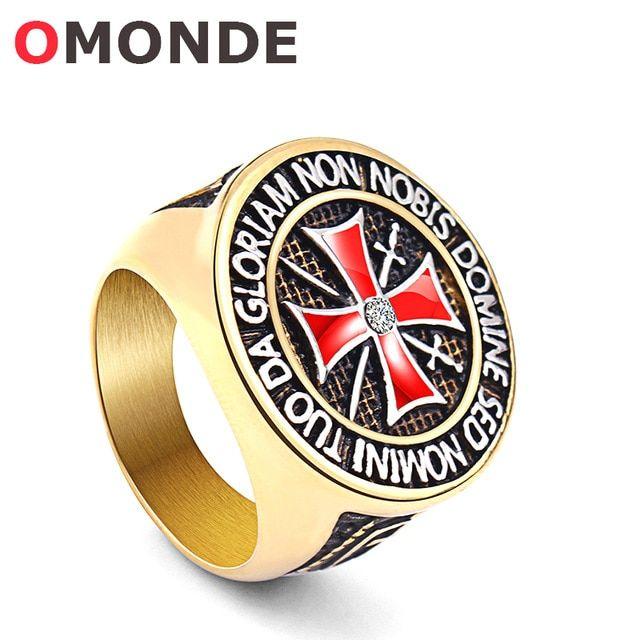 Red Cross Ring Logo - New Arrival Gold Color Stainless Steel Red Cross Rings with French