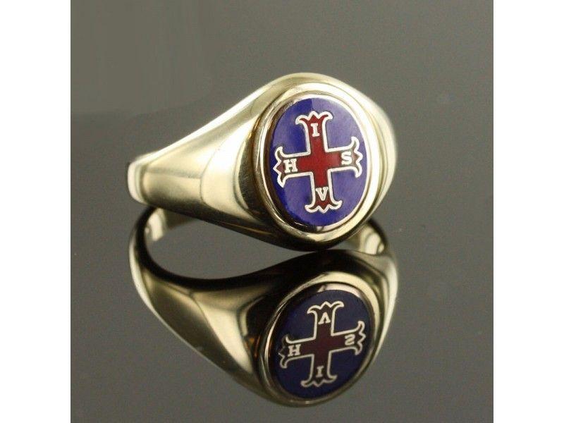 Red Cross Ring Logo - Red Cross of Constantine Masonic Ring With Fixed Head