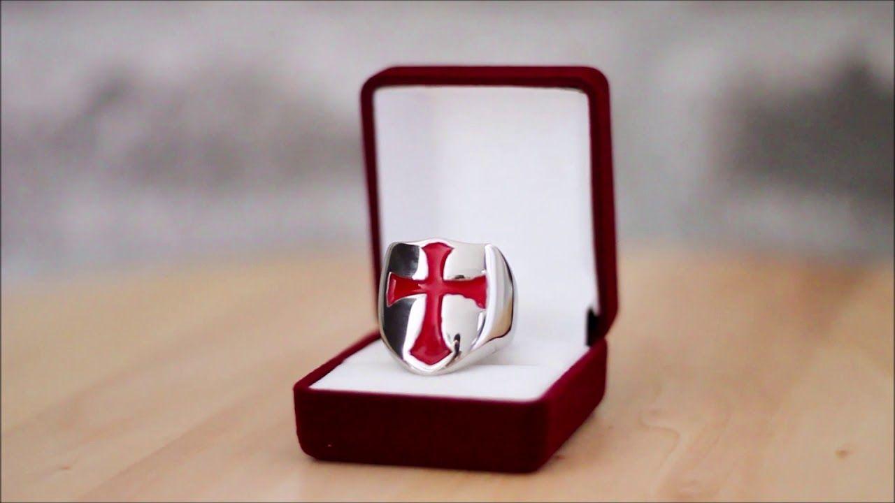 Red Cross Ring Logo - Silver Knights Templar Ring Cross Ring Knight Templar Crusader