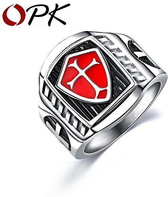 Red Cross Ring Logo - Eutour Opk Fashion Red Cross Shield Men S Ring Open Finger Band