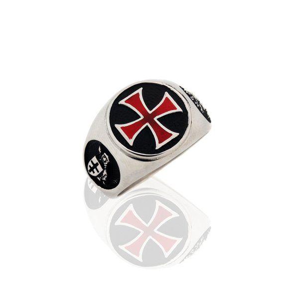 Red Cross Ring Logo - Silver Cross Ring Red Cross Ring Christian Ring Red Enamel