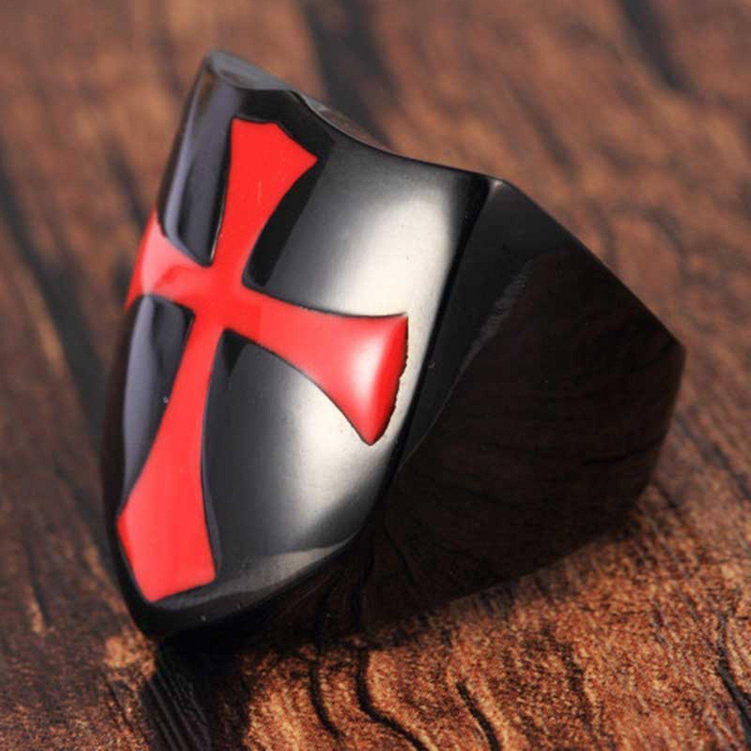 Red Cross Ring Logo - Red Cross Stainless Steel Crusaders Ring Knight Templar Military ...