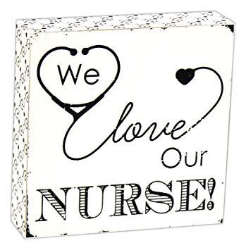 Nurse Black and White Logo - Adams and Co. We Love Our Nurse Black and White 6 x 6 inch Wood ...