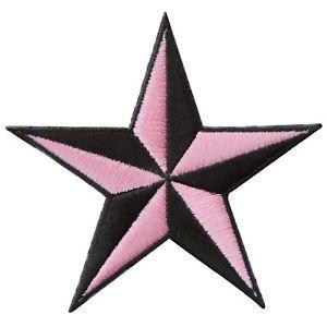 Pink Star Logo - Pink Star Nautical US NAVY Symbol 70's Hippie Boho Disco Iron-On ...