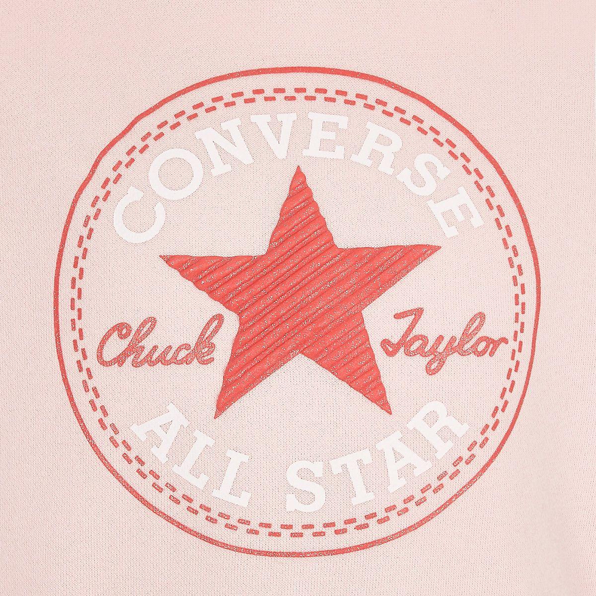 Pink Star Logo - Girls Converse pink star print hoodie / Sweatshirts
