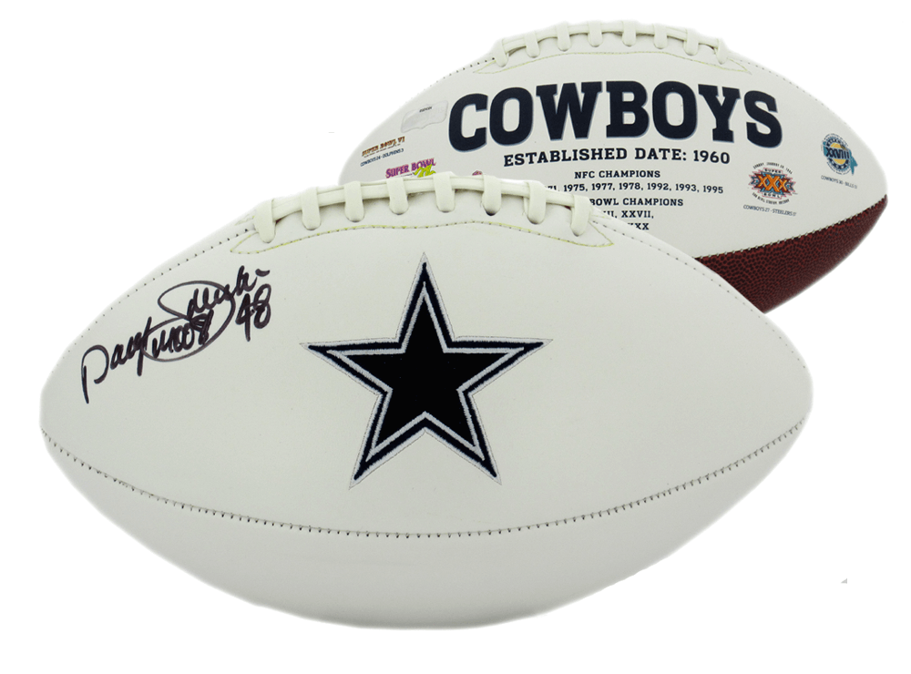 Moose Football Logo - Daryl Johnston Signed Dallas Cowboys NFL Logo Football with Moose