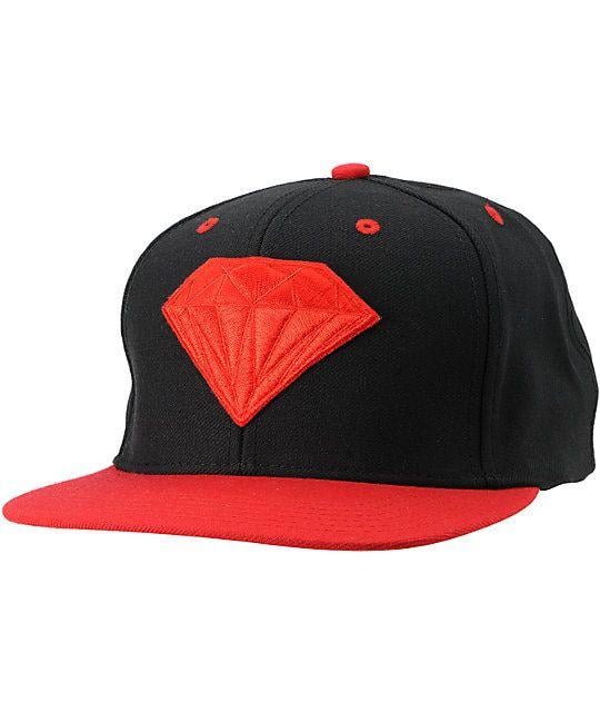 Red and Black Diamond Co Logo - Diamond Supply Co Brilliant Black & Red Snapback Hat | Zumiez