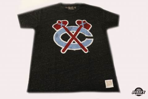 Chicago Red C Logo - Men's Chicago Blackhawks Textured Triblend S/S Alt. C Logo with Chicag