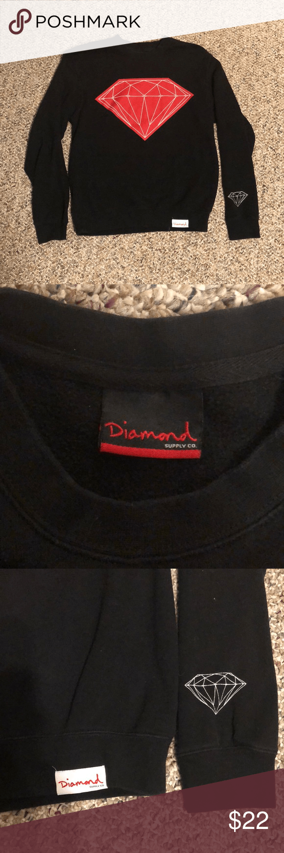 Red and Black Diamond Co Logo - Diamond Supply Co. Crewneck | My Posh Picks | Diamond supply ...