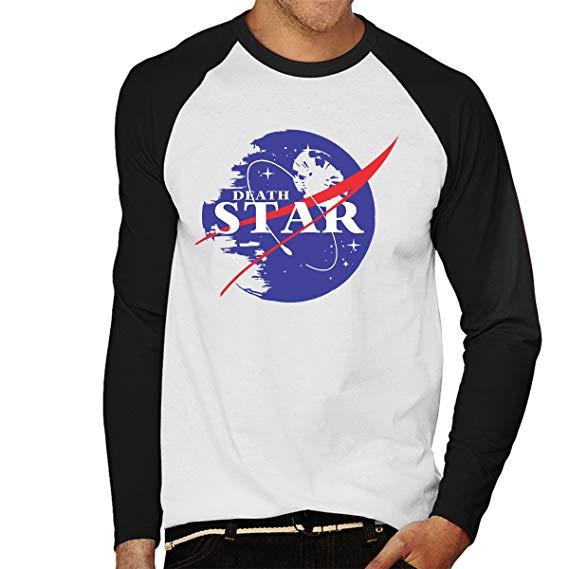 Star Wars NASA Logo - Star Wars Rogue One Death Star Nasa Logo Men's Baseball Long Sleeved ...