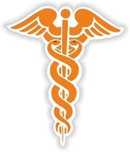 Orange Symbol Logo - 1x Orange Caduceus Sticker Medical Pharmacy Symbol Doctor