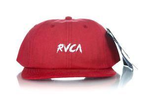 Red RVCA Logo - NWT RVCA Snap Back Hat Shallow Fit Red 100% Cotton 6 Panel Front ...