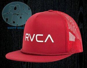 Red RVCA Logo - New RVCA Foamy Mens Dark Red Mesh Snapback Trucker Cap Hat | eBay