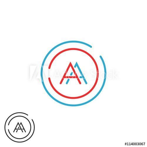 Two Red Circle Logo - Fusion two letters AA logo monogram, modern hipster blue and red