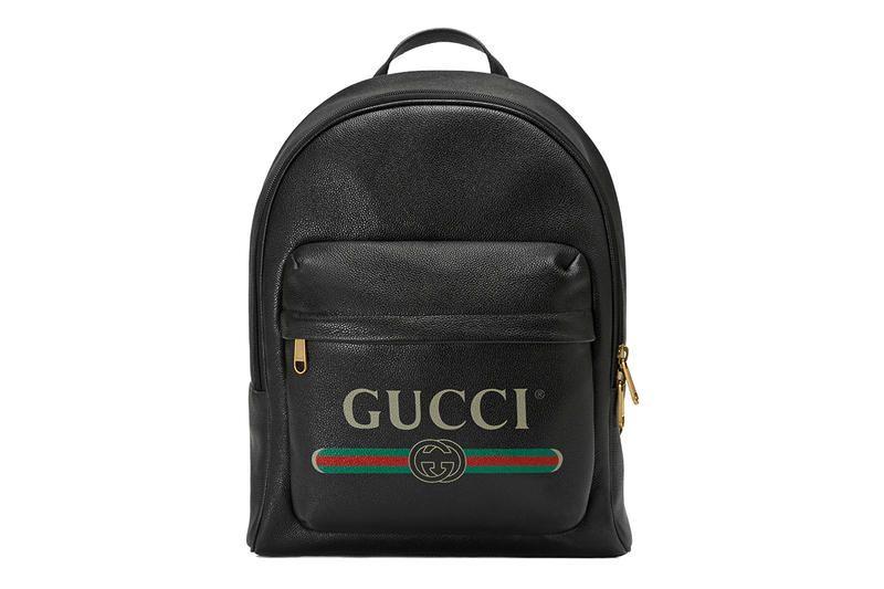 Black Red and Green Logo - Gucci Vintage Logo Print Leather Backpack Black