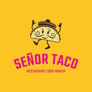 Blue and Yellow Restaurant Logo - Placeit - Mexican Restaurant Logo Maker - Blue Theme