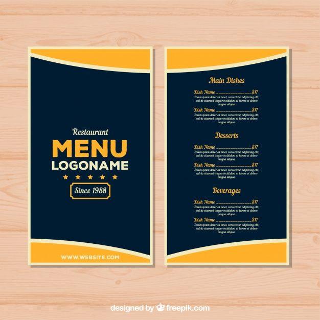 Blue and Yellow Restaurant Logo - Dark blue and yellow restaurant menu Vector