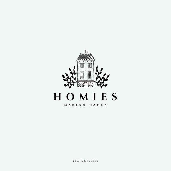 Farmhouse Logo - House logo design, House premade logo, Fern leaves botanical