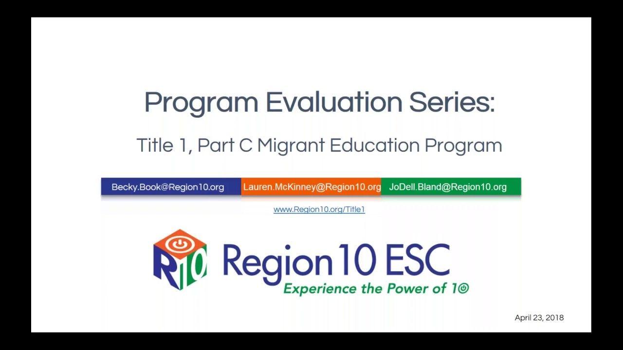 Title One Education Logo - Program Evaluation Series: Title 1, Part C Migrant Education Program