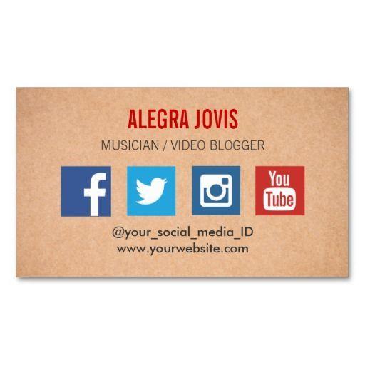 Facebook and Instagram for Business Card Logo - Social media musician you tube business card | market me! | Business ...