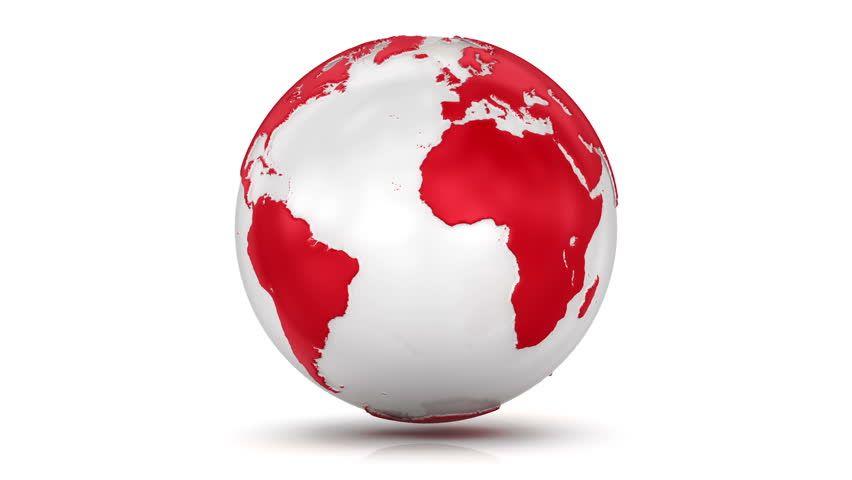 Red World Globe Logo - Earth Globe loopable Stock Footage Video 100% Royalty