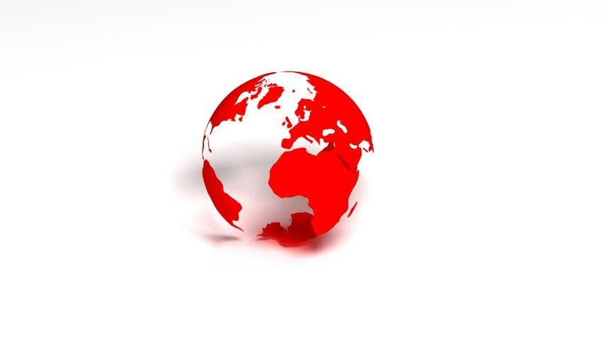 Red World Globe Logo - 3D Animated Earth Globe 01 Stock Footage Video 100% Royalty Free