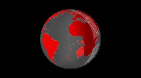 Red World Globe Logo - Red earth spinning on black background ~ Video #44690230
