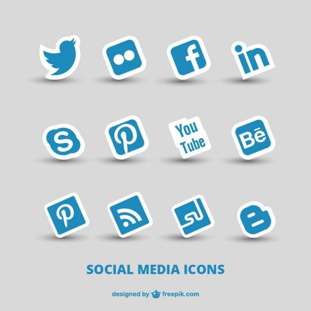 Blue Social Media Logo - Blue social media icons Vector | Premium Download