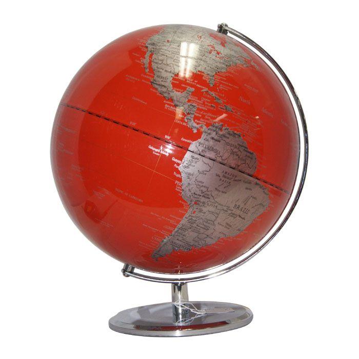 Red World Globe Logo - Red Ocean World Globe 25cm | Heritage Globe