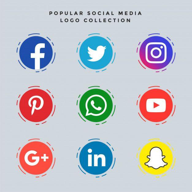 Blue Social Media Logo - Popular social media icons set Vector