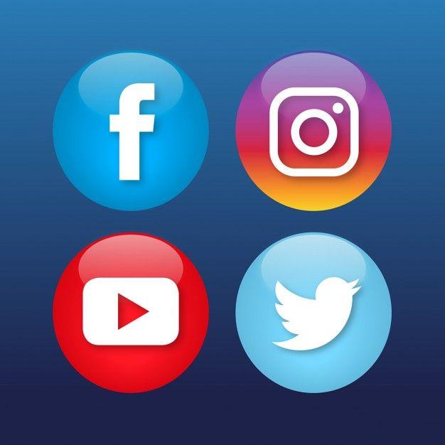 Blue Social Media Logo - Four social media icons Vector