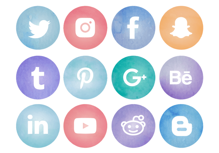 Blue Social Media Logo - Free Watercolor Social Media Logos Vector