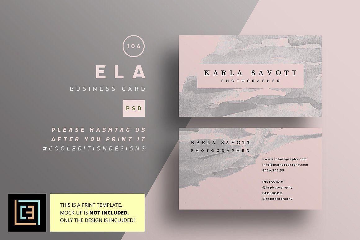 Facebook and Instagram for Business Card Logo - Ela Card 106 Business Card Templates Creative Market