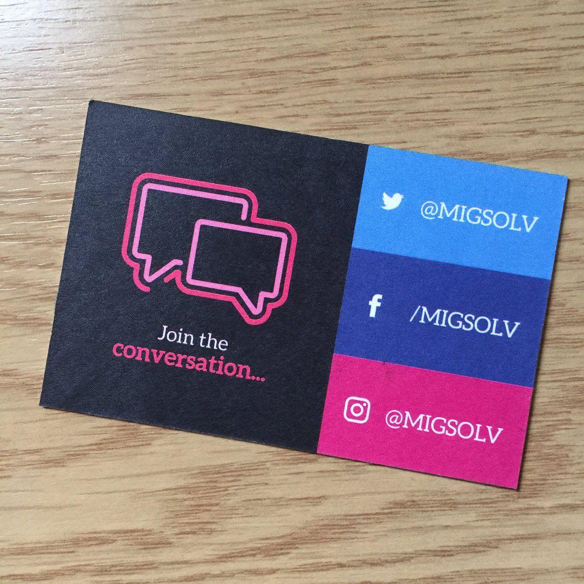 Facebook and Instagram for Business Card Logo - MIGSOLV new business cards have arrived! #MIGSOLV