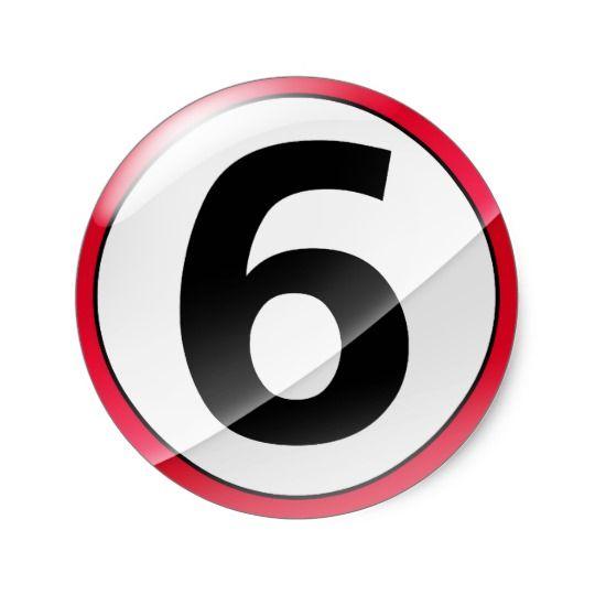 6 Red Circle Logo - Number 6 red sticker | Zazzle.co.uk