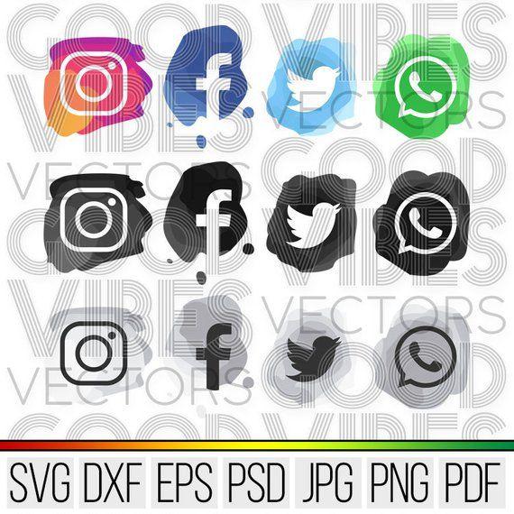 Facebook and Instagram for Business Card Logo - Social Media Icons SVG Watercolor Social Media Icon Pack | Etsy