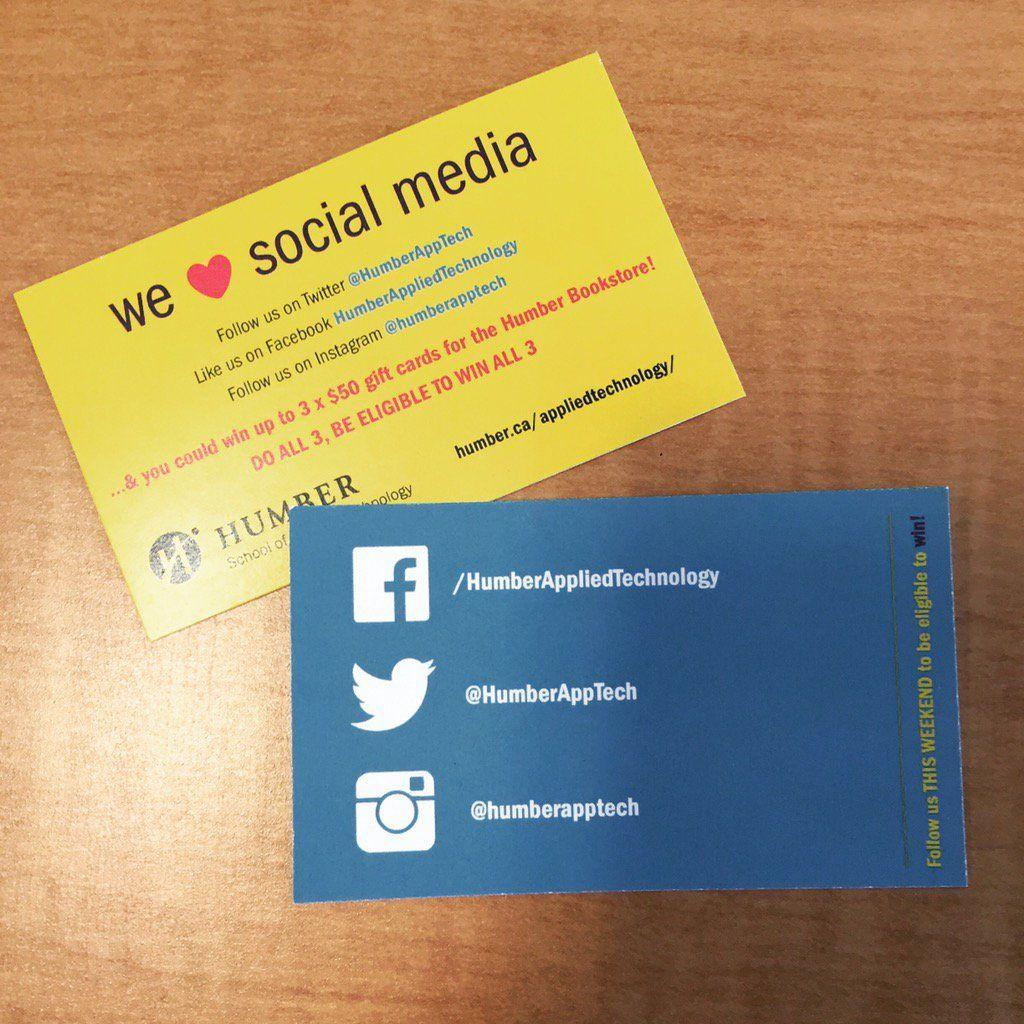 Facebook and Instagram for Business Card Logo - Applied Technology you at Humber Open House? Follow