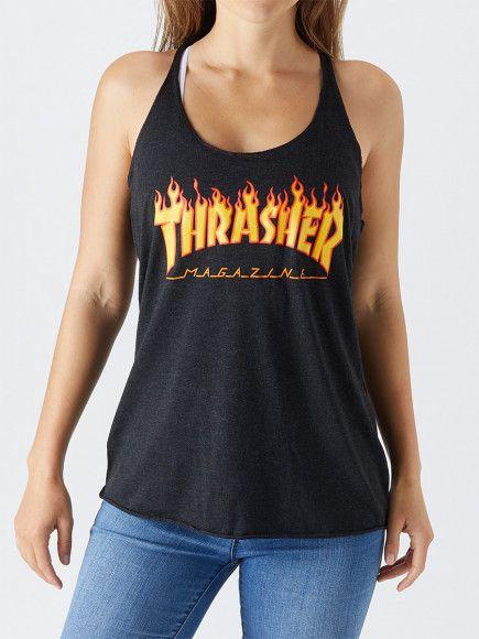 Thrasher Girl Logo - Thrasher Girls Flame Logo Racerback Tank