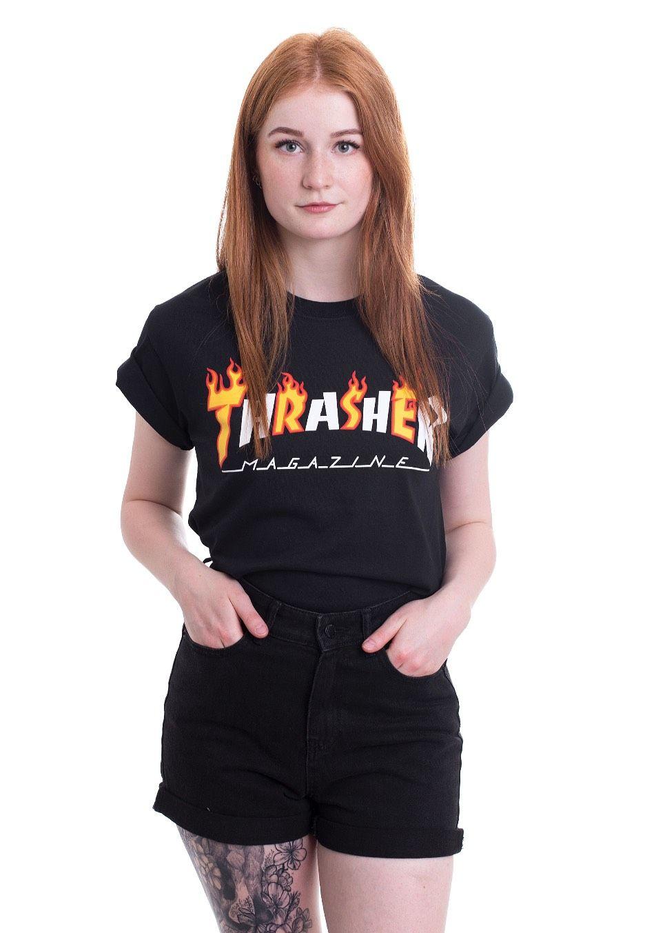 Girl Thrasher Logo - Thrasher - Thrasher Flame Mag Black - T-Shirt - Streetwear Shop ...