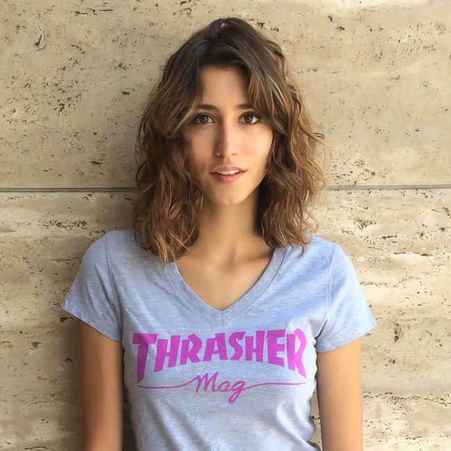 Girl Thrasher Logo - Thrasher Magazine Shop - Girls Thrasher Mag Logo V-Neck (Grey)