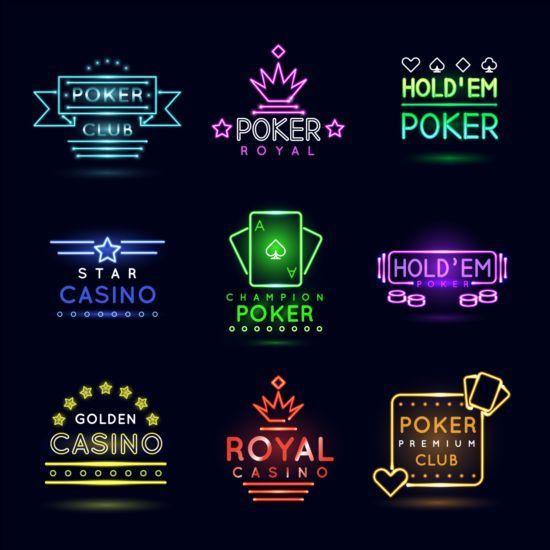 Casino Logo - Neon casino logo vector set free download