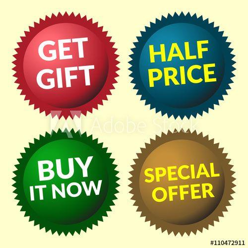 Red Green Blue and Yellow Brand Logo - Red, green, brown and blue discount price tags on yellow background