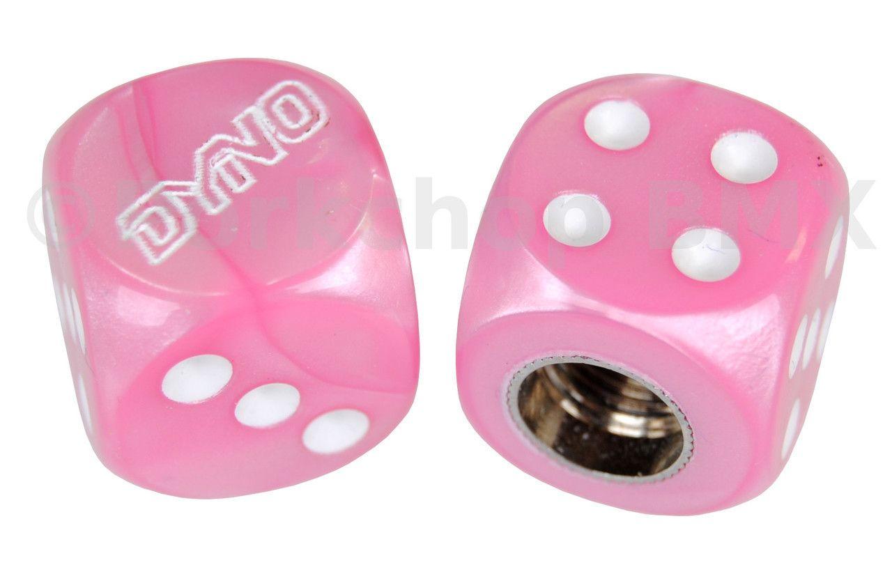 Pink Swirl Logo - Dyno outline logo old school BMX Dice Bicycle Tire Valve Caps pair